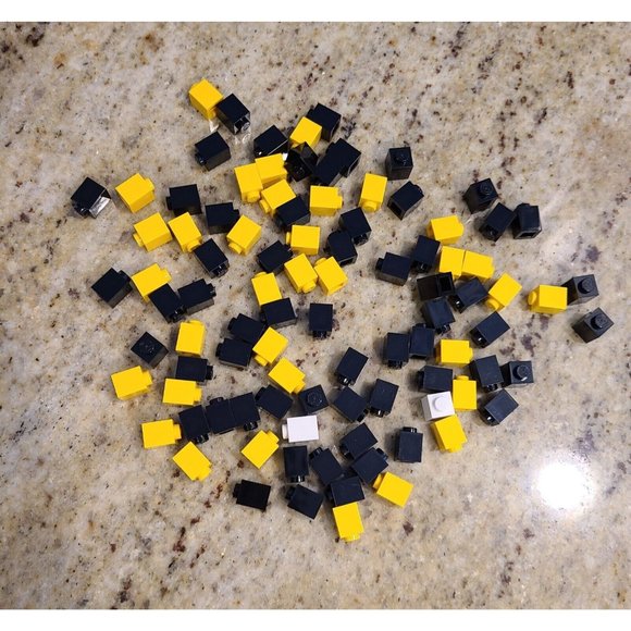 LEGO Bricks 1X1 Black Yellow White Building Pieces Bricks Lot - Picture 3 of 4